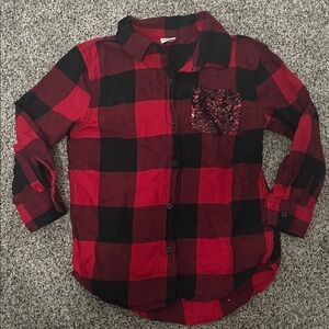 Arizona Jean Company Kids Red and Black Checkered Shirt